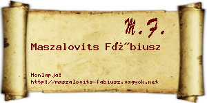 Maszalovits Fábiusz névjegykártya